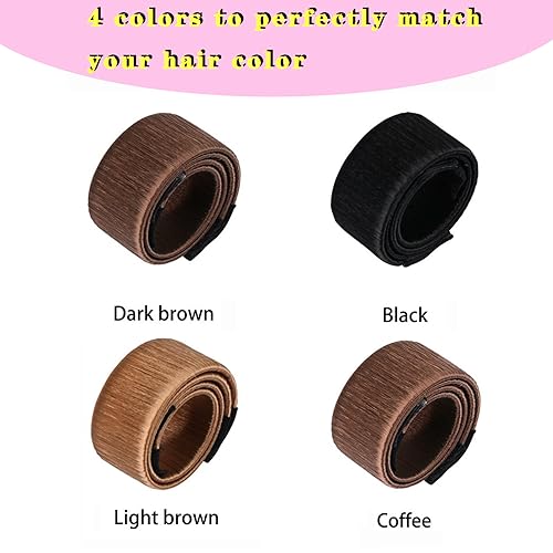 FORESRUM 4 Pcs Magic Donut Hair Bun Maker Set in Black/Brown/Coffee/Light Brown