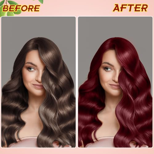 GDRFNP Dark Wine Red Hair Dye Shampoo 3-in-1 for Gray Hair, Herbal Cover Up