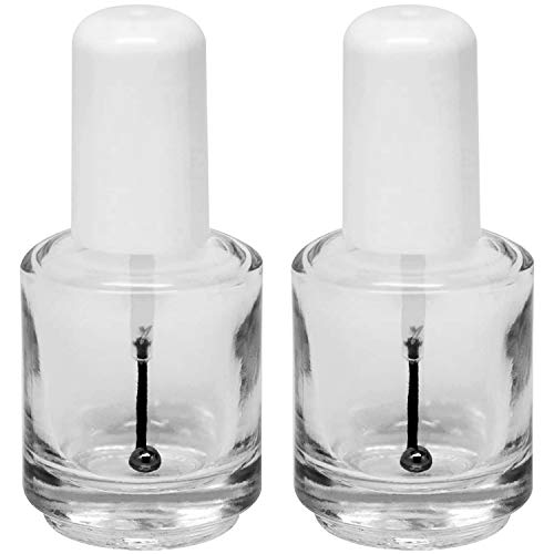 Karlash Empty Clear Nail Polish Bottles with Brush & Mixing Ball, 0.5 Oz, 2-Pack