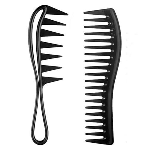 2-Pack Wide Tooth Combs for Curly & Thick Hair - Detangle Easily