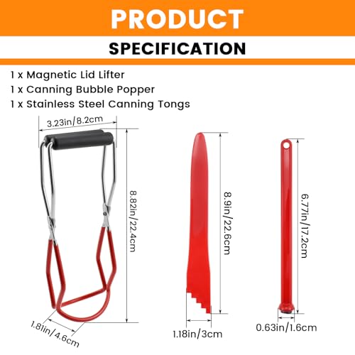 Aifeier ET Canning Tools Kit - Bubble Popper, Lid Lifter & Tongs