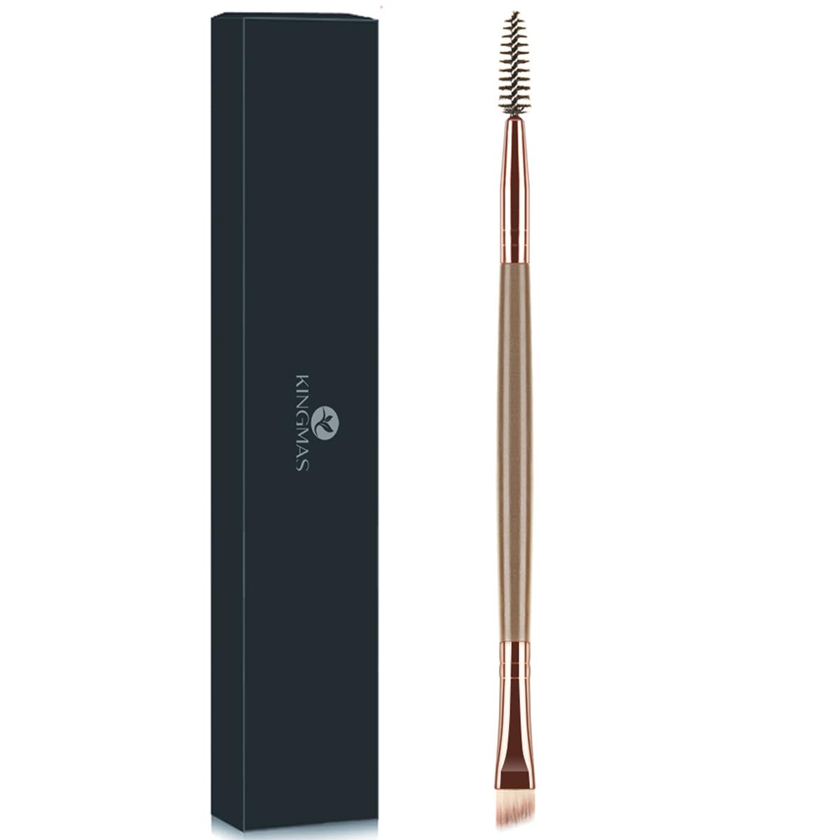 Eyebrow Brush Spoolie - Professional Duo Angled Brush for Lining & Shaping Brows | Black