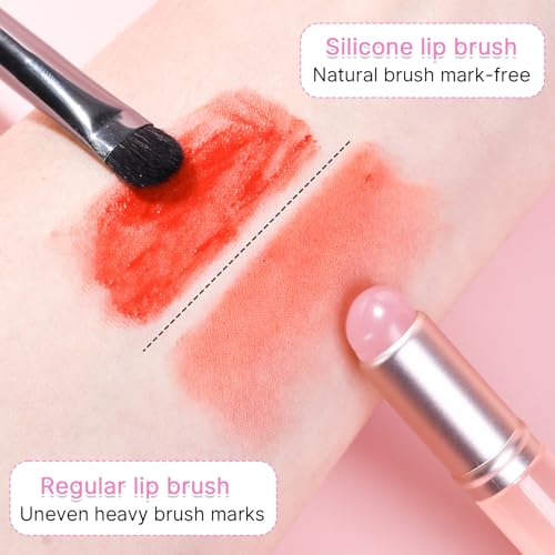 Qiifaiikooii 2-Pack Silicone Lip Brush with Cap - Pink