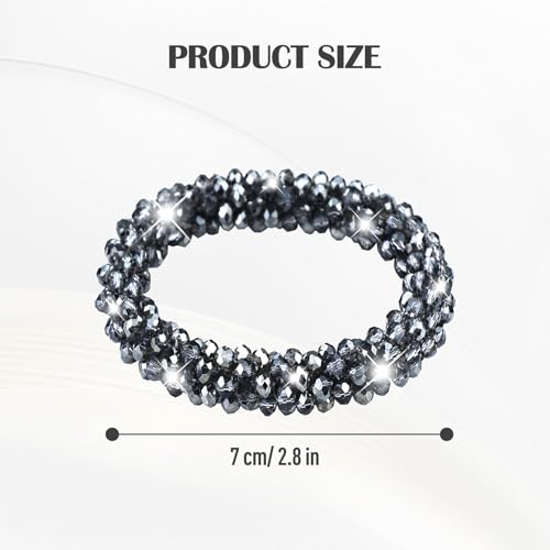 Dizila Multicolor Sparkly Rhinestone Bead Crystal Hair Ties Ponytail Holders Set