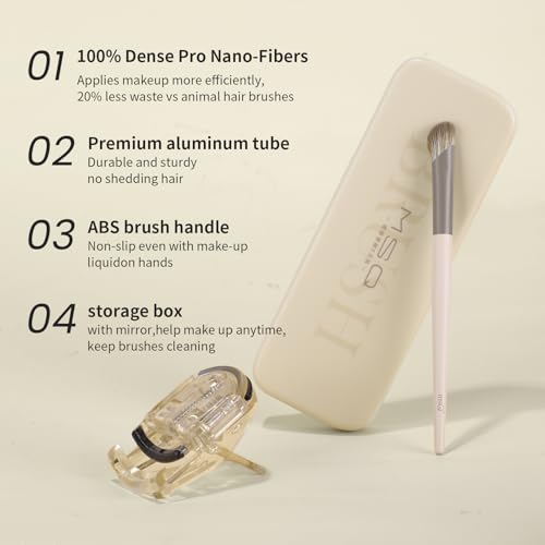 Beige MSQ Eye Makeup Kit with 5 Eyeshadow Brushes, Eyelash Curler & Sponge