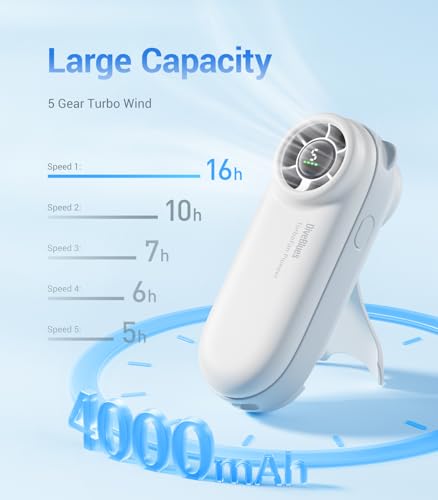 Diveblues Handheld Turbo Fan - Portable 5-Speed USB Rechargeable Fan