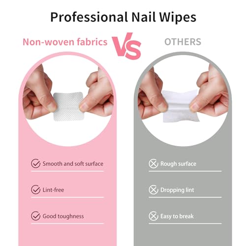 200 Non-Woven Nail Wipes with Pump Dispenser Bottle - Lint-Free & Super Absorbent