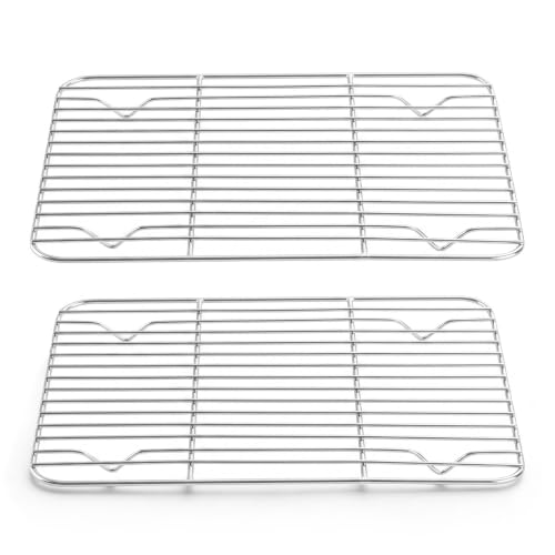 Herogo 2 Pack Stainless Steel Cooling Racks, 9.6" x 7.4" - Oven Safe & Rust Resistant