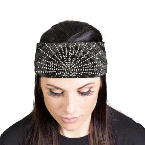 Milwaukee Leather Bling Wide Headband for Women - MLA8004-BLACK