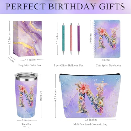 Personalized 6-Piece Monogrammed Gift Set with 20 oz Tumbler and Makeup Bag