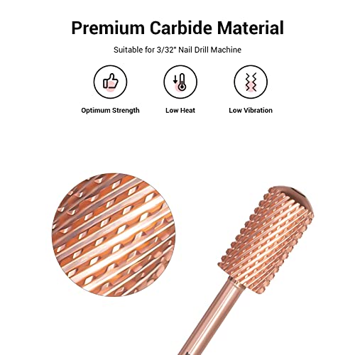 MelodySusie Coarse Carbide Nail Drill Bits - 3/32'' Rose Gold