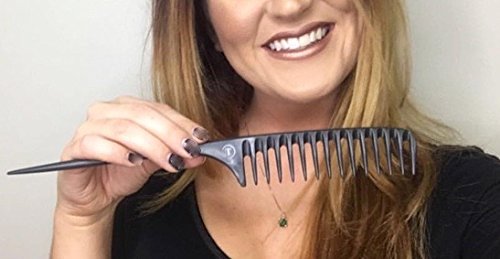 Tearsheet Carbon Wide Tooth Detangling Comb with Tail for All Hair Types