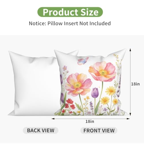 Colorful Butterfly Floral Velvet Pillow Covers, 18x18, 4-Pack
