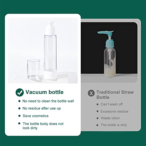 BENECREAT 4 Pack 100ml Airless Pump Bottles - Refillable Travel Containers