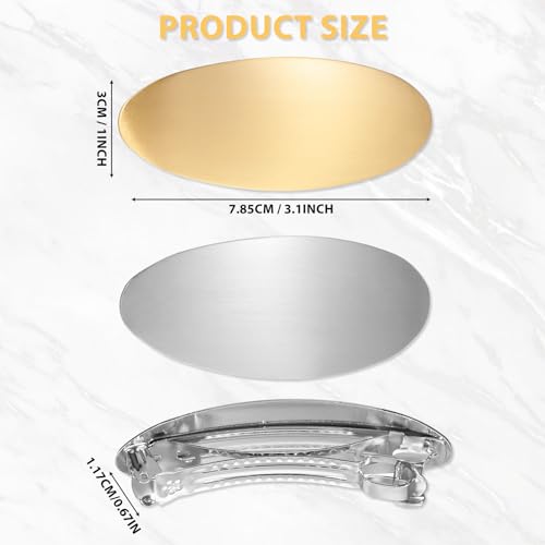 French Metal Hair Barrettes for Women - Large Non-Slip Clip, Gold & Silver