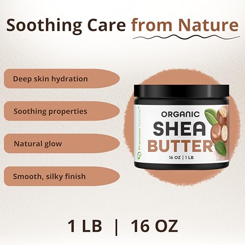Premium Nature Organic Raw Unrefined Shea Butter 16 oz - Skin & Hair Moisturizer