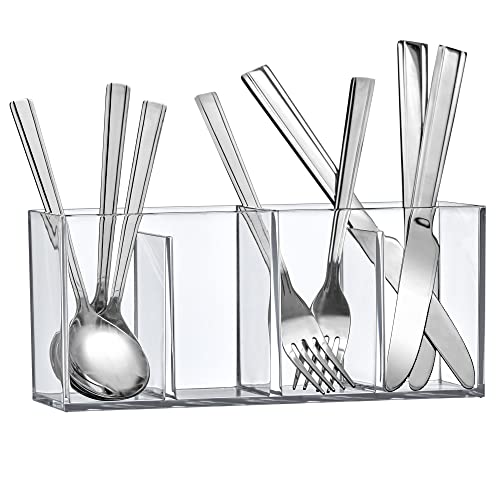 Amazing Abby 4-Compartment Acrylic Makeup Organizer & Brush Holder