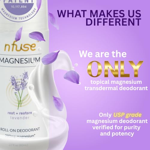 nfuse Magnesium Roll-On Deodorant - Aluminum-Free Natural Lavender Scent