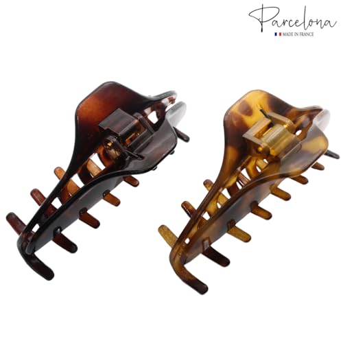 Parcelona French Boss Hair Clips: 3.5 inch Narrow Tortoise Shell Set of 2