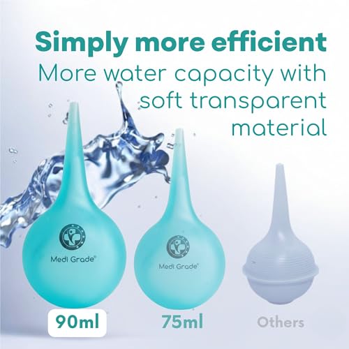 Medi Grade Ear Wax Removal Bulb Syringe 90ml - Easy Squeeze Ear Cleaner