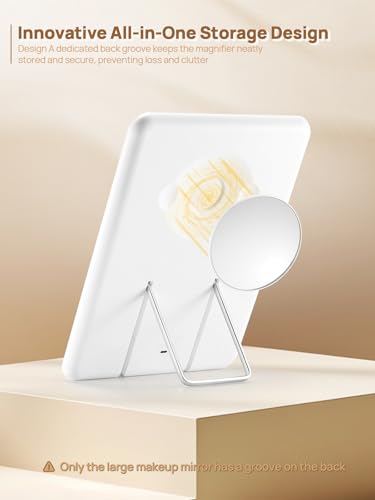 OMIRO 10 x 7 in Makeup Mirror with Lights & 10X Magnifier - White