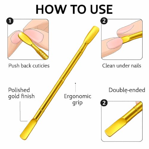 Gold Cuticle Pusher Tool, Double-Ended 14cm for Nail Care
