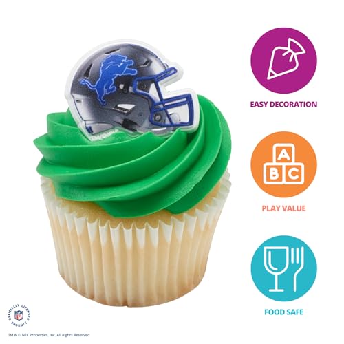 NFL Detroit Lions Cupcake Toppers - 24 Helmet Rings, Food Safe