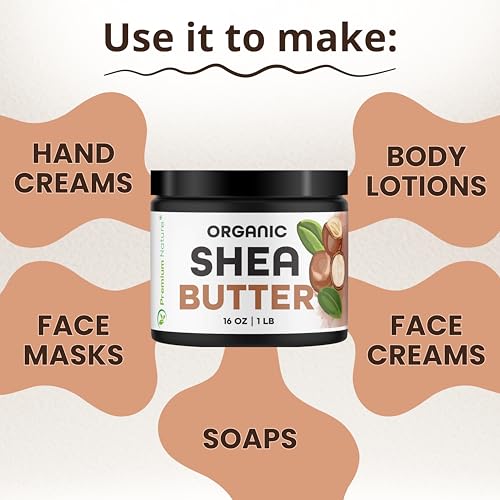Premium Nature Organic Raw Unrefined Shea Butter 16 oz - Skin & Hair Moisturizer