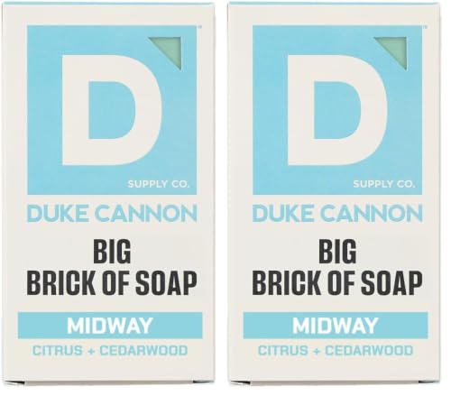 Duke Cannon Men's Extra Large Bar Soap Pack of 2 - Midway Citrus & Cedarwood, 10 oz - Natural, Made in USA