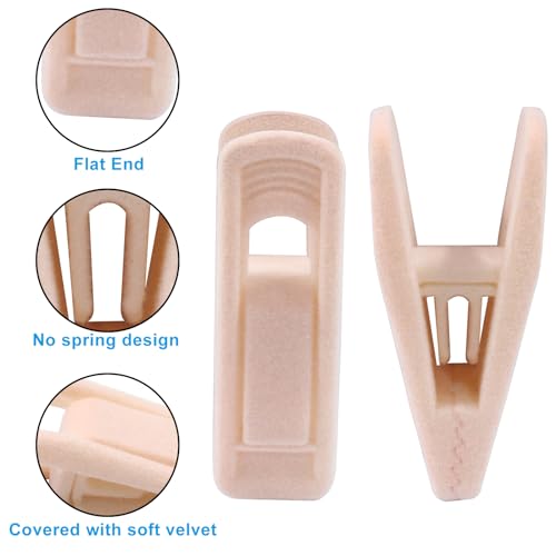 Hordion 20-Pack Velvet Hanger Clips - Non-Slip Flocked Clips for Thin Clothes