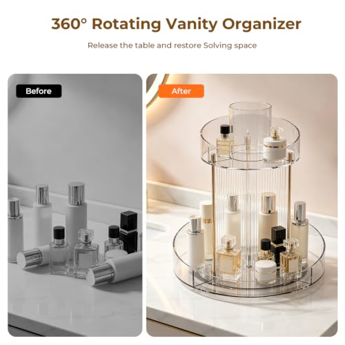 GTI 2-Tier 360° Rotating Makeup Organizer - Clear Spinning Vanity Storage