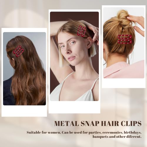 20 Bright Red Rectangle Hair Barrettes for Thin & Fine Hair