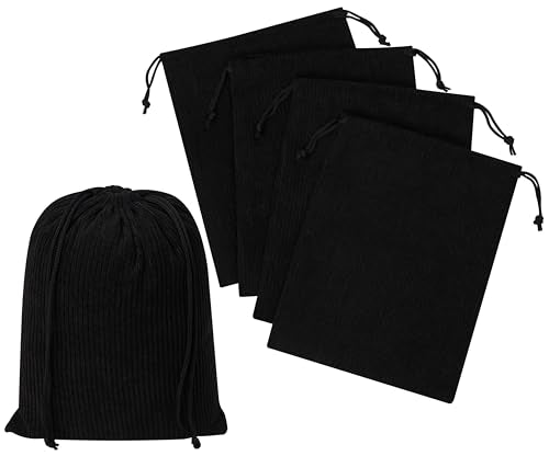 Corduroy Drawstring Bags Set of 5 - Versatile Organizers for Travel & Storage