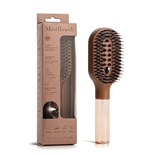 3-in-1 Mist Hair Brush with 80ml Water Spray Reservoir & Scalp Massager