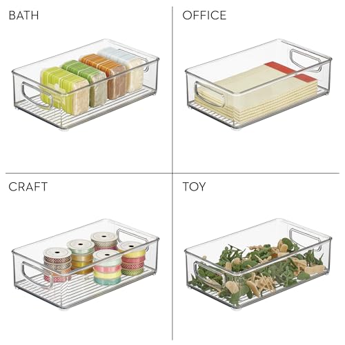 iDesign Stackable Pantry Bins with Handles - Set of 2 Clear Storage Containers