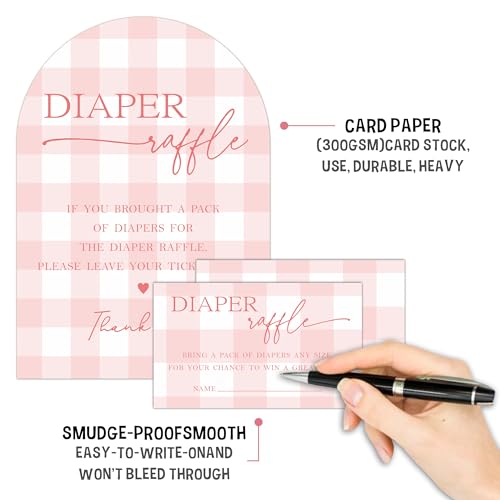 Light Pink Diaper Raffle Tickets & Sign Set for Baby Shower
