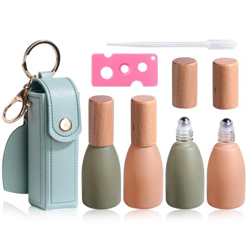 JPNK 10ml Essential Oil Roller Bottles with Stainless Steel Balls & Portable Bag – Refillable Aromatherapy & Perfume Roll-On Set