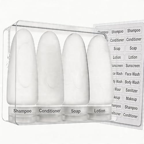 Dot&Dot 3oz All White Leak-Proof Travel Bottles Set of 4 TSA Approved Silicone Containers