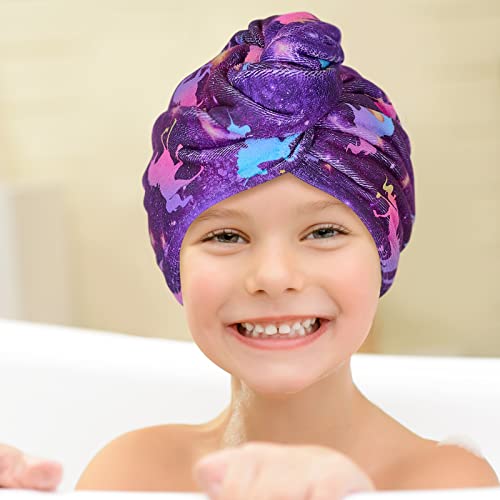 Basumee Dark Unicorn Microfiber Hair Towel Wrap for Kids - 2 Pack