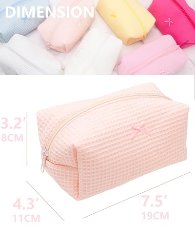 PAZIMIIK Waffle Makeup Bag - 2 Pack Aesthetic Cosmetic Pouch for Travel