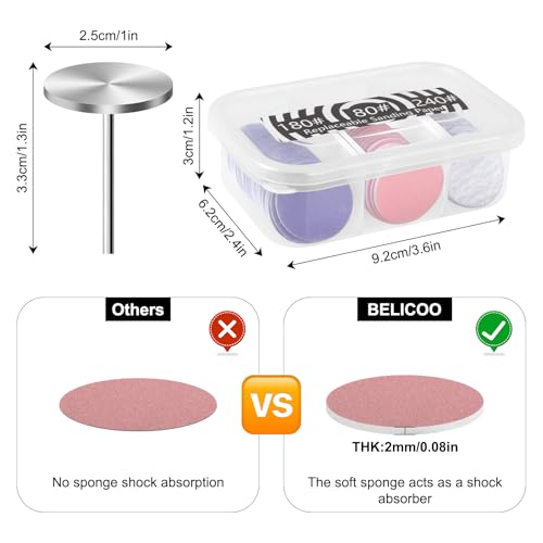 BELICOO 120 Pcs Pedicure Sanding Discs with 2 Nail Drill Bits - 80/120/180/240 Grit