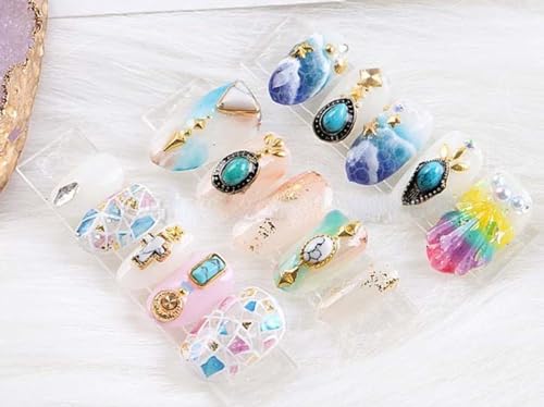 60-Piece Turquoise Nail Charms - 3D Hollowed Out Western Nail Art Gems