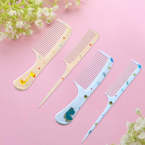 Cute Detangling Hair Comb Set for Kids - 4 Pcs Plastic Brushes