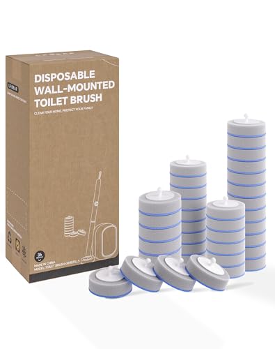 LFBEAR Disposable Toilet Cleaning System with 36 Refills - Wall Mounted Brush & Holder