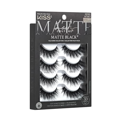 KISS Lash Couture Matte Twill 14mm Faux Mink False Eyelashes - 4 Pairs