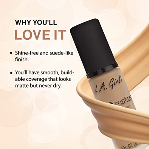 L.A. Girl PRO.Matte Foundation in Bisque GLM672 - Long-Lasting, Buildable Coverage