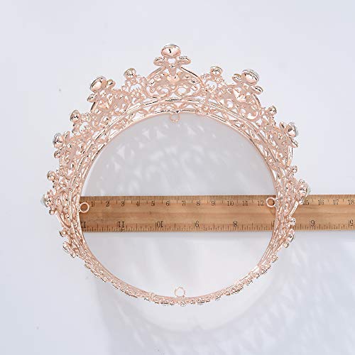 Rose Gold Queen Crowns for Women Wedding & Birthday Tiaras Crystal Baroque Headwear