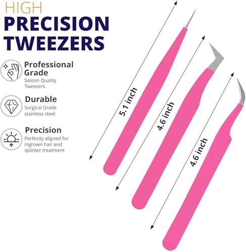 SIVOTE Black & Pink Lash Tweezers Set - 6 Pack for Volume & Isolation