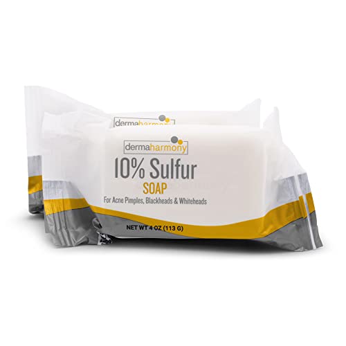 Dermaharmony 10% Sulfur Acne Bar Soap - 4 oz (2 Bars) for Clear Skin