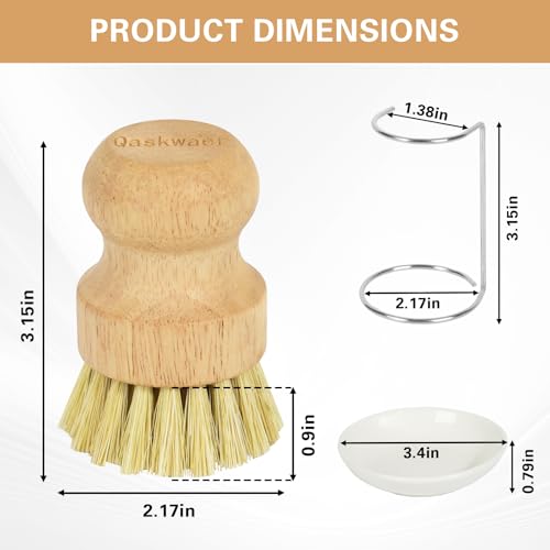 Natural Wooden Dish Brush Set with Draining Rack - 3 Pieces